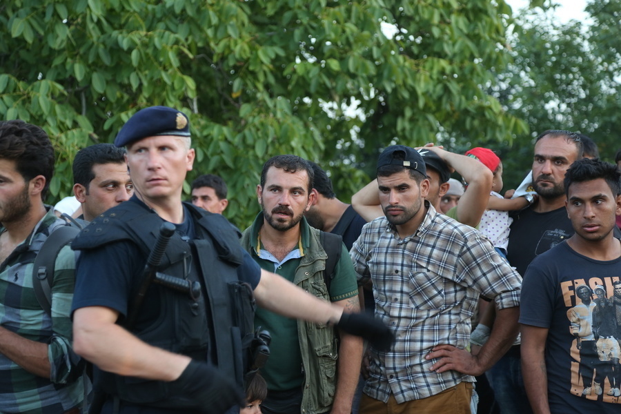 Migrants crossing the Serbia-Croatia border en route to north-west Europe 